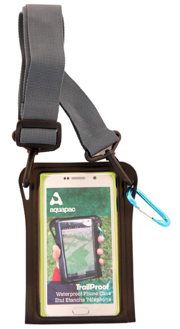 Multifunktions Tasche, Trailproof Phone Case, wasserdicht, small, black, mit Schultergurt grey