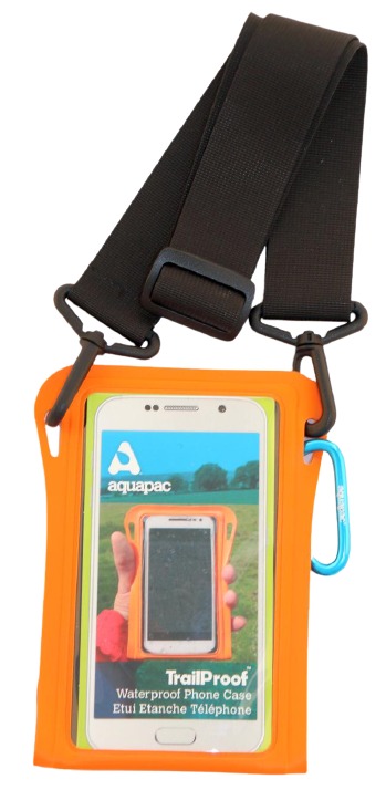 Multifunktions Tasche, Trailproof Phone Case, wasserdicht, small, orange mit Schultergurt black